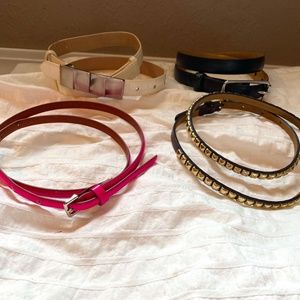 Pack of 4 Women's Skinny Belts
